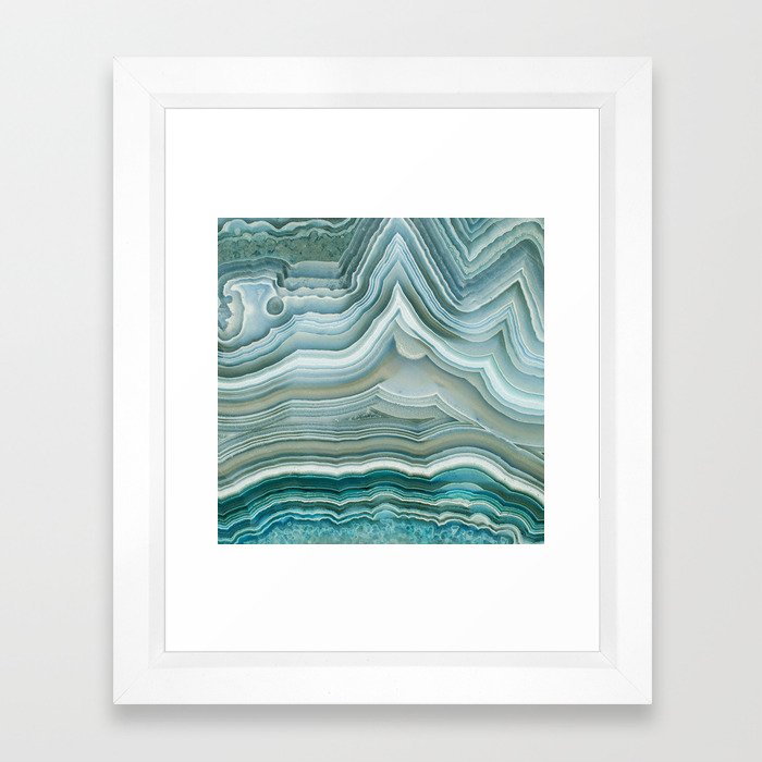 Agate Crystal Blue Framed Art Print