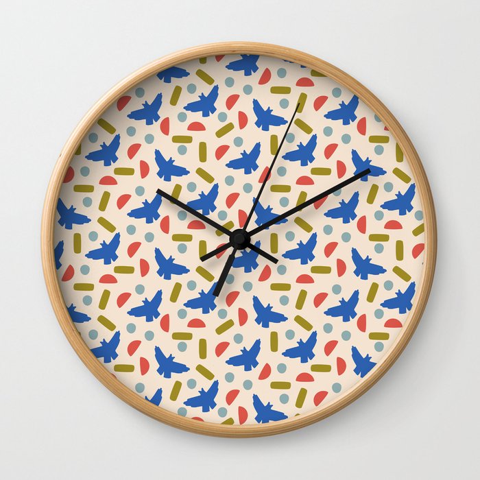 Abstract Birds and Shapes Wall Clock