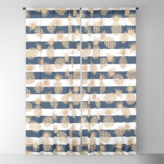Nautical Modern Navy Blue White Stripes, Striped Nautical Curtains
