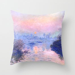 Claude Monet "Sunset on the Seine at Lavacourt. Winter Effect" Throw Pillow