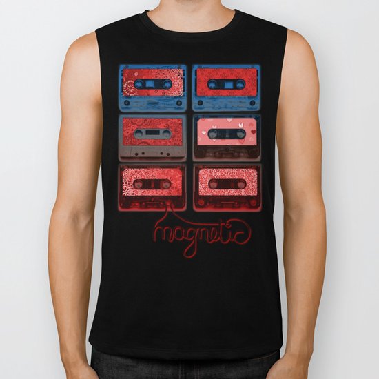 Magnetic - funky patterned mix tapes Biker Tank