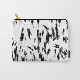Black and White Brush Strokes Carry-All Pouch | Abstract, Acrylic, Painting, Organic, Brush Strokes, Dashes, Brush Stroke, Black And White, Paint, Wabi Sabi 