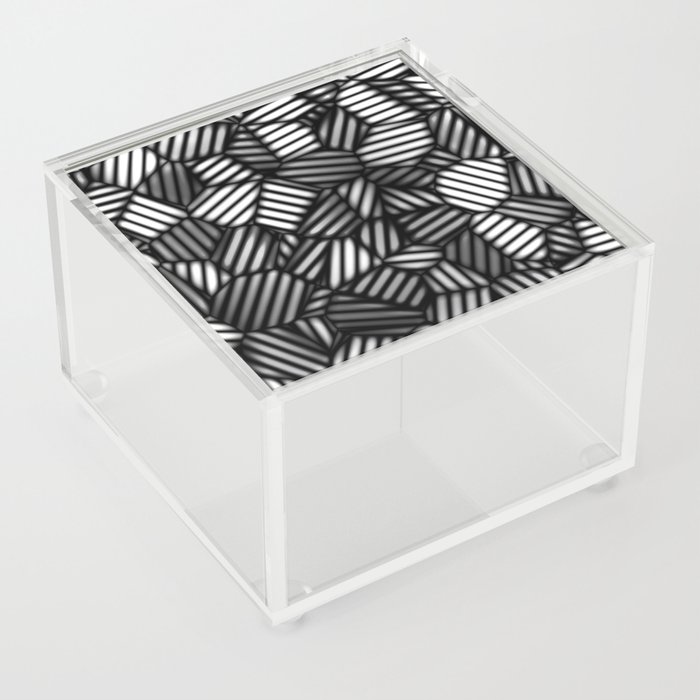 Grayscale Leaves Pattern Acrylic Box