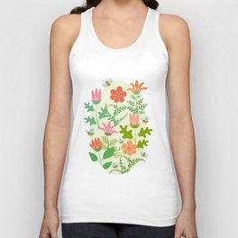 Busy Garden Bees on Soft Green Unisex Tank Top