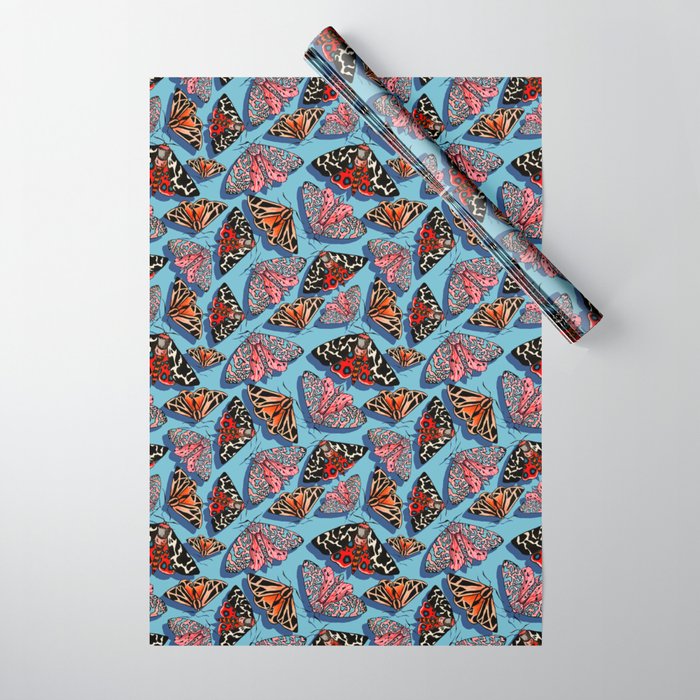 sky blue moths Wrapping Paper