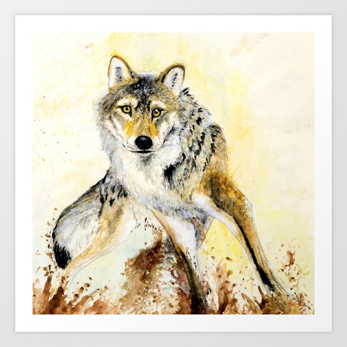 Totem Grey wolf Art Print