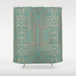 Art Deco Design in Rose and Green Shower Curtain