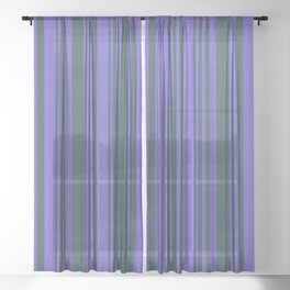 [ Thumbnail: Slate Blue and Dark Slate Gray Colored Lines/Stripes Pattern Sheer Curtain ]