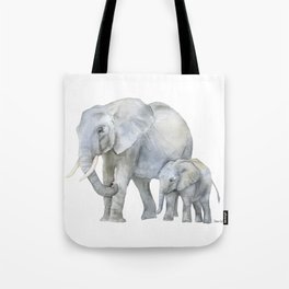 Mother and Baby Elephants Tote Bag