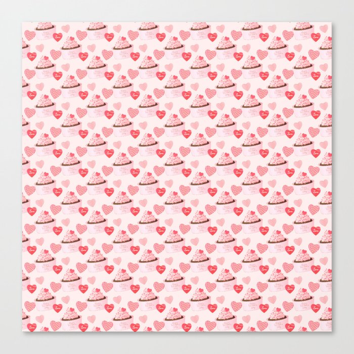 Valentine's Day Cupcakes Pattern Canvas Print