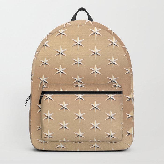 Shiny Silver Star Christmas Pattern on Gold Backpack by Sosweet