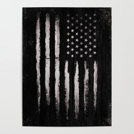 White Grunge American flag Poster