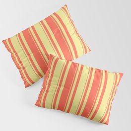 [ Thumbnail: Tan and Red Colored Stripes/Lines Pattern Pillow Sham ]