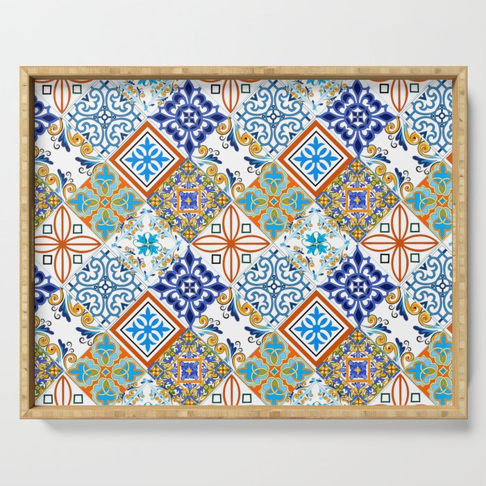 Tiles,mosaic,azulejo,quilt,Portuguese,majolica Serving Tray