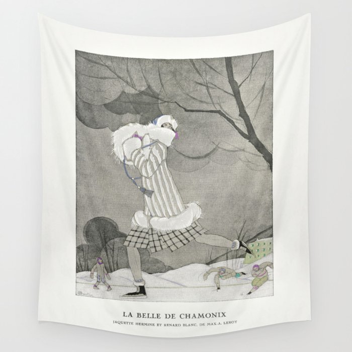 La Belle de Chamonix, Ermine and White Fox Jacket  Wall Tapestry