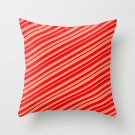 [ Thumbnail: Dark Salmon & Red Colored Striped Pattern Throw Pillow ]
