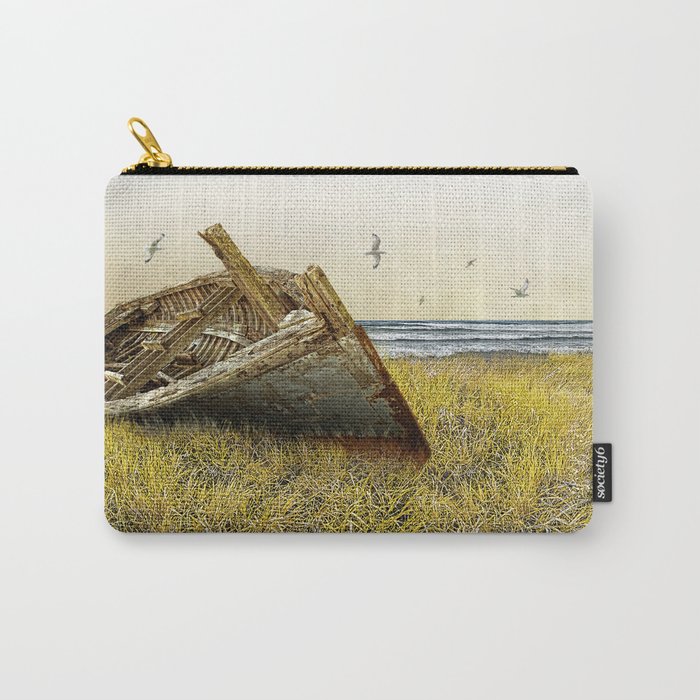 Stranded Wooden Boat on a Beach Carry-All Pouch