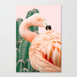 Flamingo & Cactus #society6 #decor #buyart Canvas Print