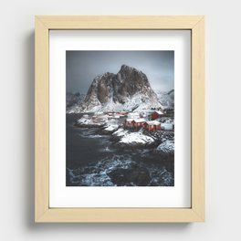 Hamnoy, little red cottages in Lofoten, Norway Recessed Framed Print