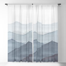 abstract watercolor mountains Sheer Curtain