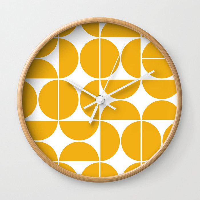 Mid Century Modern Geometric 04 Yellow Wall Clock