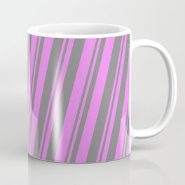 [ Thumbnail: Violet & Gray Colored Lines Pattern Coffee Mug ]