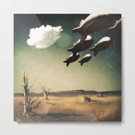 First Hope Metal Print | Sky, Future, Rain, Zeppelin, Atmospheric, Illustration, Airship, Moody, Ecology, Surreal 