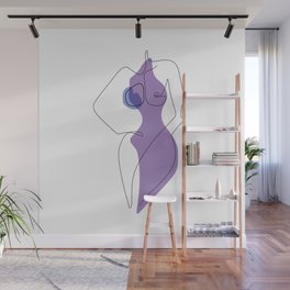 Nude Lilac / Naked curvy female body in pastel purple / Explicit Design Wall Mural