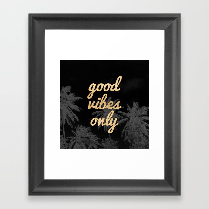 Good Vibes Only Palm Trees Framed Art Print
