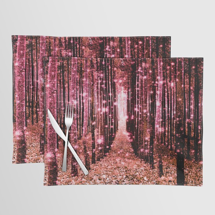 Magical Forest Vibrant Pink Living Coral Placemat