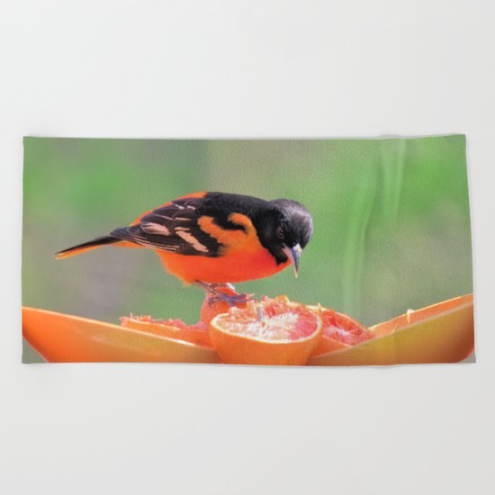 Orange Juice for Breakfast (Baltimore Oriole) Beach Towel