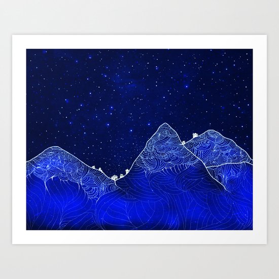 Somewhere up above the stars Art Print