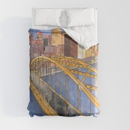 Pittsburgh Fort Pitt and Downtown Duvet Cover