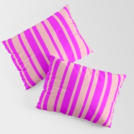 [ Thumbnail: Light Pink & Fuchsia Colored Striped/Lined Pattern Pillow Sham ]