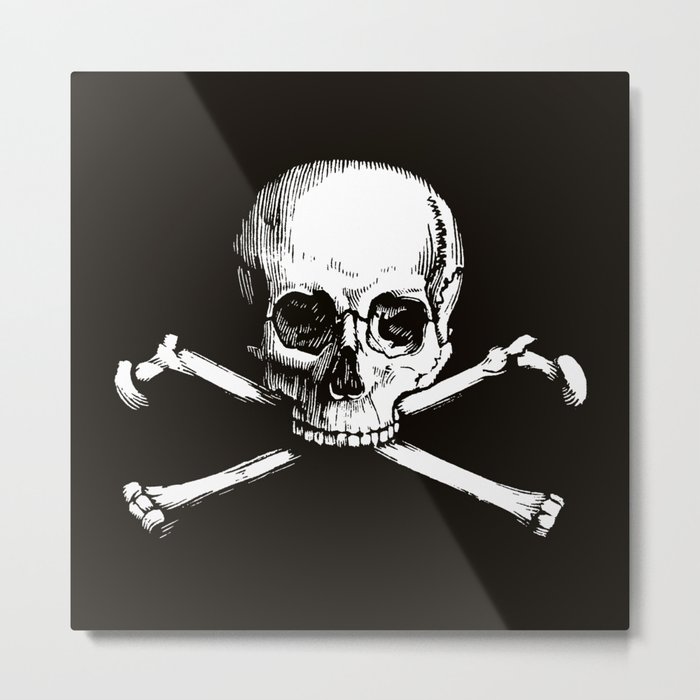 Skull And Crossbones Jolly Roger Pirate Flag Black And White Metal Print By Eclecticatheart