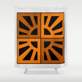 Breeze Block Eleven Orange BW Shower Curtain