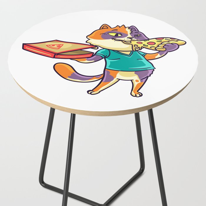  Cat  Pizza Eating  Funny Pet Cute Eat Lover Gift Side  Table 