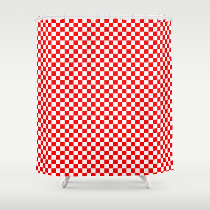 Large Australian Flag Red and White Check Checkerboard Shower Curtain