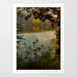 Vintage autumn lake  Art Print