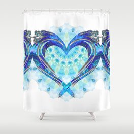 Bright Blue Heart Art - True Blue Shower Curtain