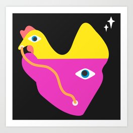 BELLA NOTTE Art Print | Funkyart, Coolart, Bold, Chicken, Colour, Ladyandthetramp, Weird, Eat, Unusualart, Popart 