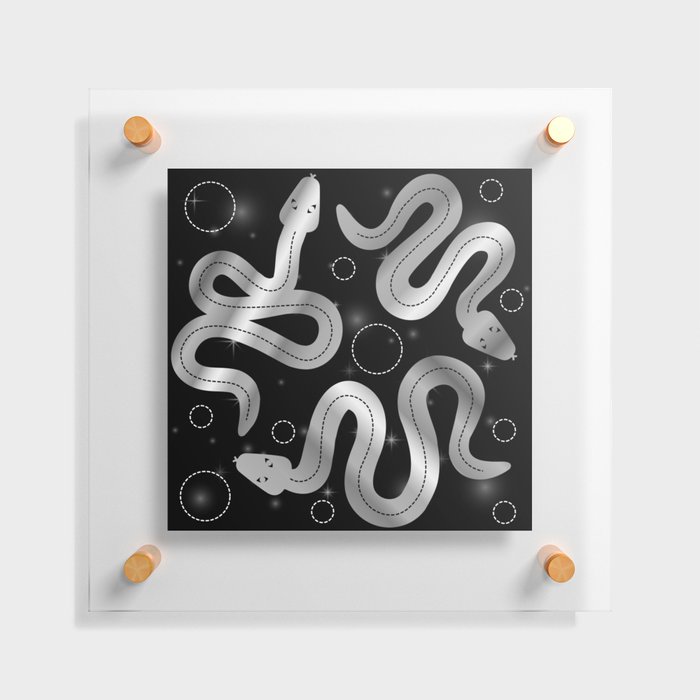 Esoteric Mystic occult magical sacral snakes in silver Floating Acrylic Print