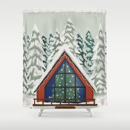 Winter Cabin Shower Curtain