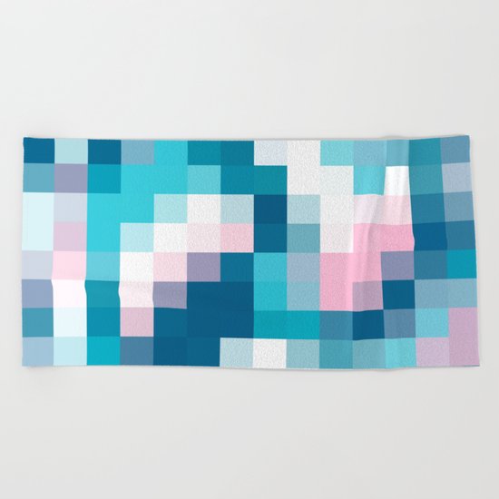 Mat Map Squares Aqua Beach Towel