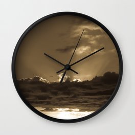 Sunset Soufriere (Sepia) Wall Clock