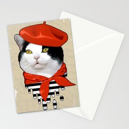 cat Frenchman Stationery Cards