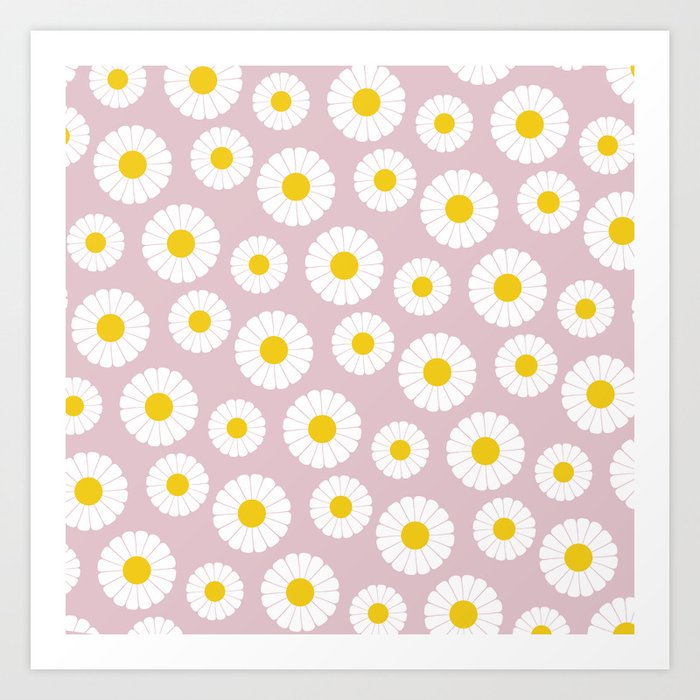 Pink Daisy Pattern Art Print