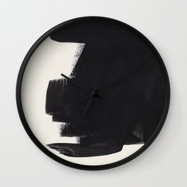 Mid Century Modern Minimalist Abstract Art Brush Strokes Black & White Ink Art Colorfield Wall Clock
