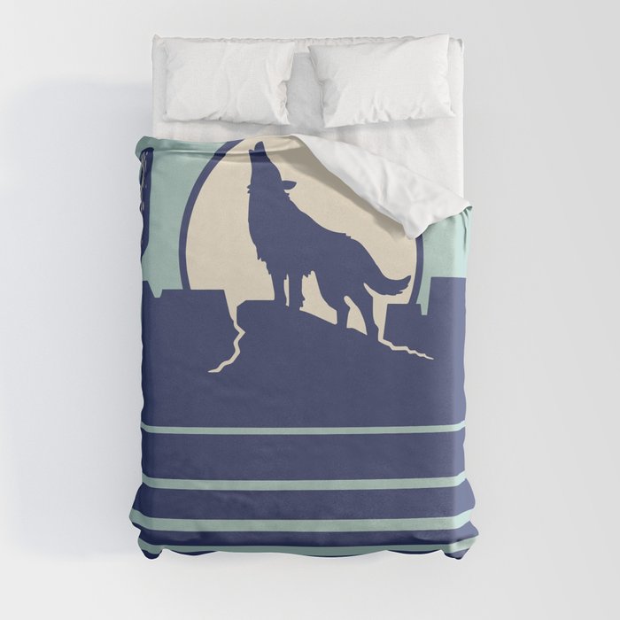 Howling at the Moon Landscape 236 Blue and Turquoise Duvet Cover
