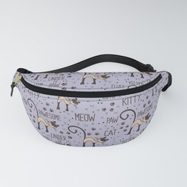 Adorable Siamese cat pattern with lettering Fanny Pack